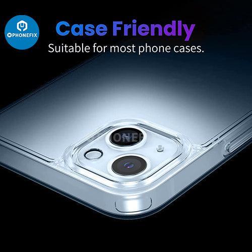 Silver tempered glass rear back camera lens protector for iPhone 13-14 Pro Max, provides durable protection for phone's camera.