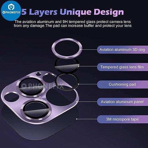 Silver tempered glass back camera lens protector for iPhone 13-14 Pro Max, designed to replace rear back glass.