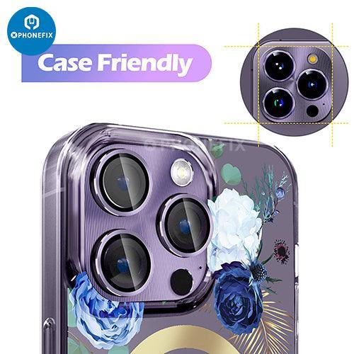 PhoneFIX silver rear back camera lens protector made of tempered glass for iPhone 13-14 Pro Max, protects rear camera lens.