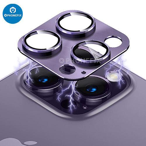 Silver rear back camera lens protector for iPhone 13-14 Pro Max, tempered glass back glass replacement by PHONEFIX.