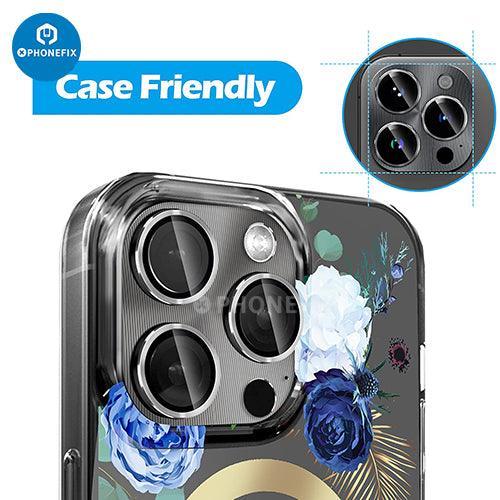 Silver tempered glass rear back camera lens protector for iPhone 13-14 Pro Max, designed for PHONEFIX back glass replacement.