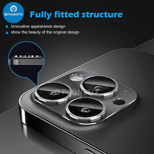 Silver tempered glass back camera lens protector for iPhone 13-14 Pro Max, designed for rear back camera protection.