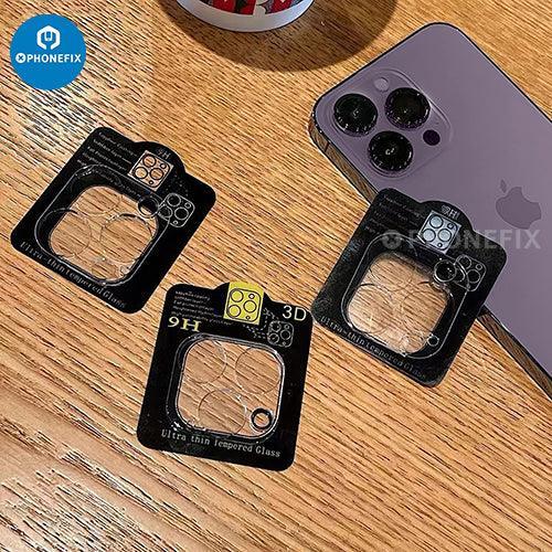 Silver rear back camera lens protector for iPhone 13-14 Pro Max, made of tempered glass, designed to replace back glass.