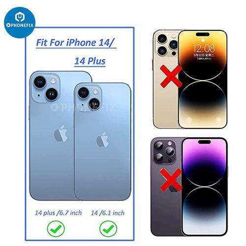 Silver tempered glass rear back camera lens protector for iPhone 13-14 Pro Max, providing back glass replacement and camera protection.