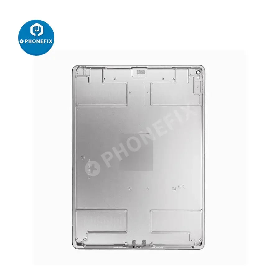 Phonefix silver back glass cover replacement for iPad Pro 12.9" 2nd generation WiFi version, showing the back side of the tablet.