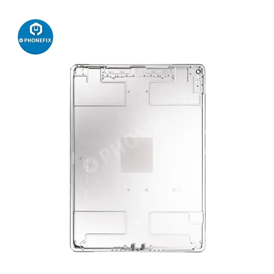 Silver back glass replacement for iPad Pro 12.9-inch 2nd Gen by PHONEFIX, showing the rear cover with WiFi and cellular antennas.