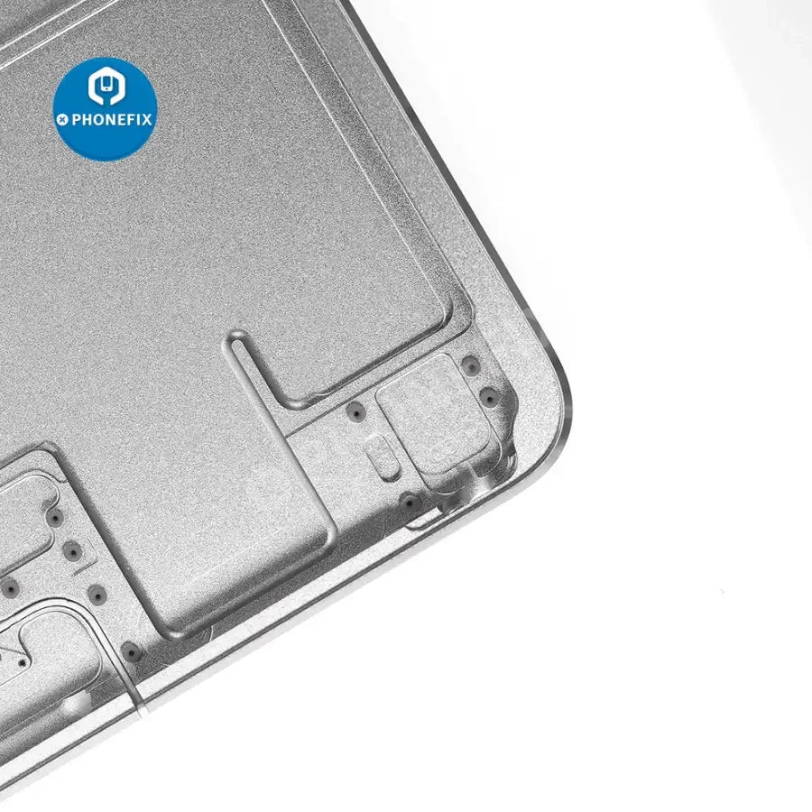 Silver back glass replacement for iPad Pro 12.9" 2nd Gen, showing the rear view with WiFi and cellular antenna areas.