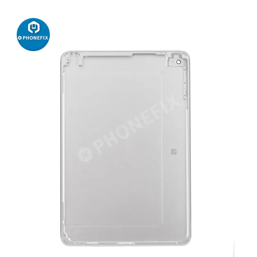 Silver back glass cover for iPad Mini 3 WiFi version, replacement part by PHONEFIX, showing the rear view with adhesive edges.