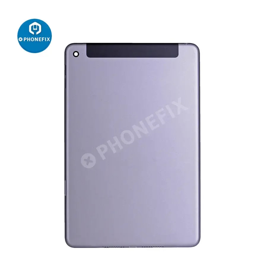 Silver back glass cover for iPad Mini 4 4G by PHONEFIX, showing the replacement back cover with sleek design and precise fit.