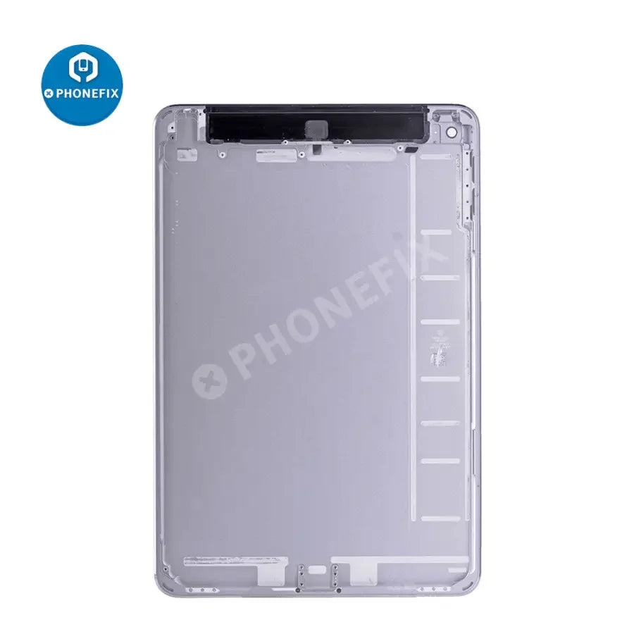 Silver back glass cover for iPad Mini 4 4G version, replacement part by PHONEFIX, showing the rear view with smooth finish