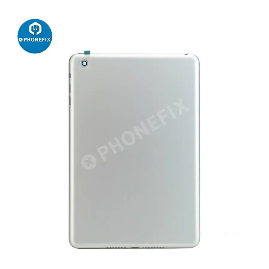 Reemplazo de la tapa trasera del iPad Mini versión WiFi por PHONEFIX, mostrando el nuevo panel trasero de vidrio para reparación y actualización.