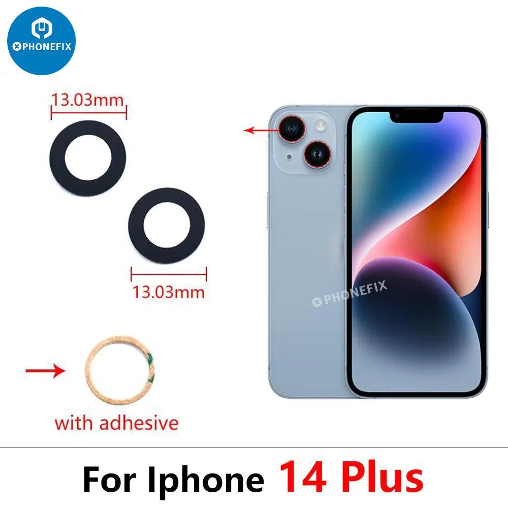 Replacement back glass lens for iPhone X-17 Pro Max rear camera, by PHONEFIX, showing the clear, new camera glass component.