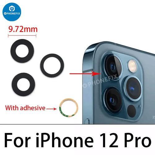 Replacement back camera glass lens for iPhone X to 15 Pro Max, brand PHONEFIX, showing the new rear camera lens component.