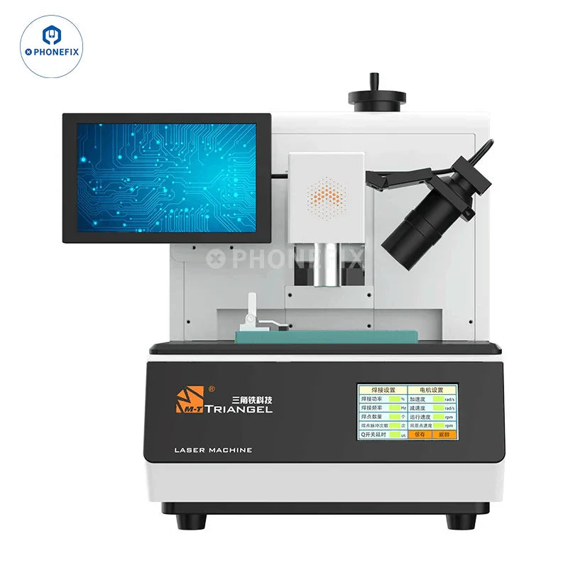 Phonefix M-Triangel ML-14 laser welding machine for phone battery replacement and spot welding, with control panel and welding arm.