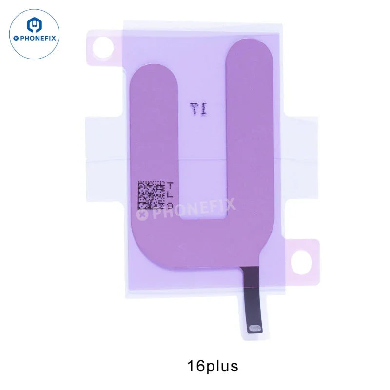 PhoneFix battery adhesive strips for iPhone 15-16 Pro Max replacement, showing a close-up of the adhesive strips for battery repair.