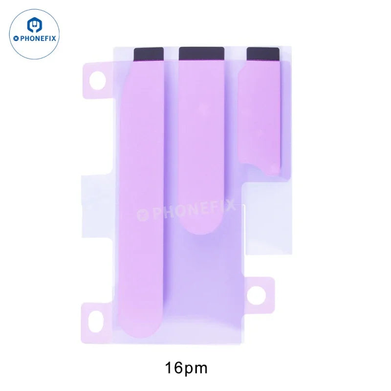 PhoneFix iPhone 15-16 Pro Max battery replacement adhesive strips for securing batteries during repair.