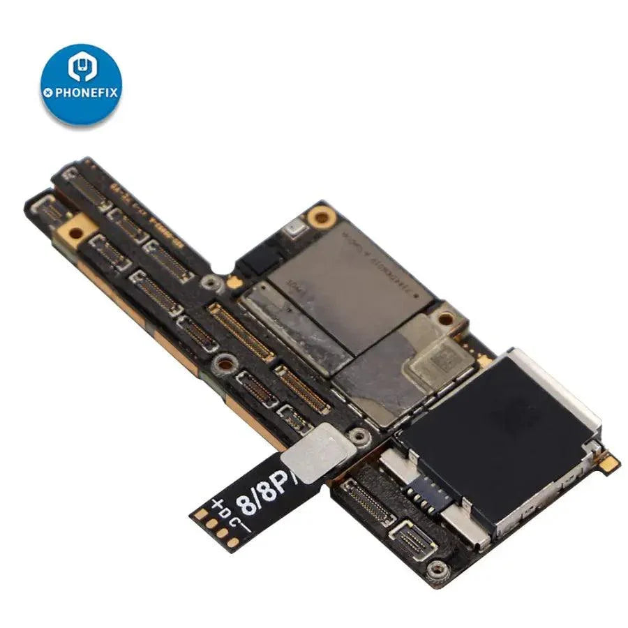 DC power connector battery terminal buckle for iPhone 8, XS, 13 Pro Max replacement part by PHONEFIX, shown on a white background.