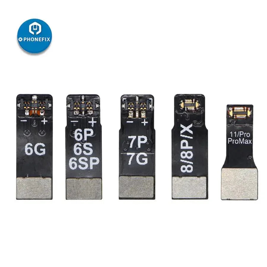 DC power connector battery terminal buckle for iPhone 8, XS, 13 Pro Max, replacement part by PHONEFIX, used for battery repairs.