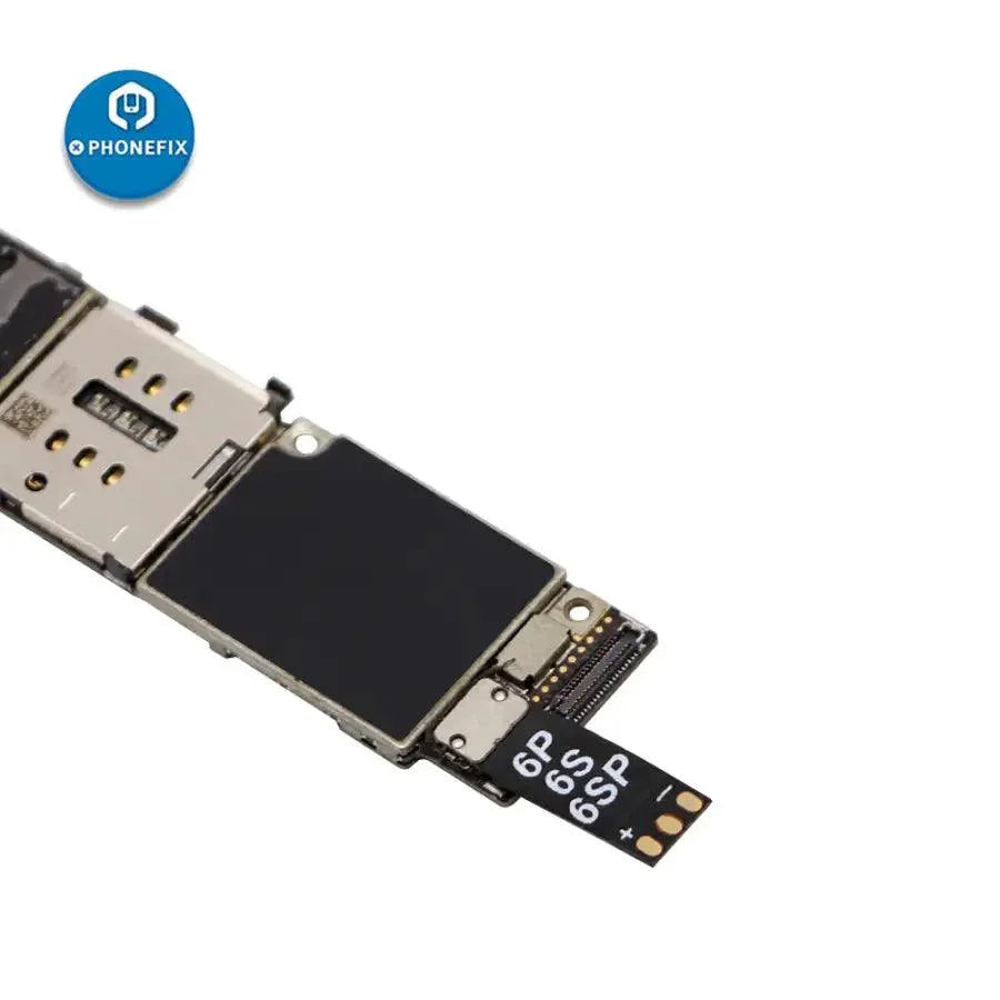 DC power connector battery terminal buckle for iPhone 8, XS, 13 Pro Max, replacement part by PHONEFIX, shown on a white background.