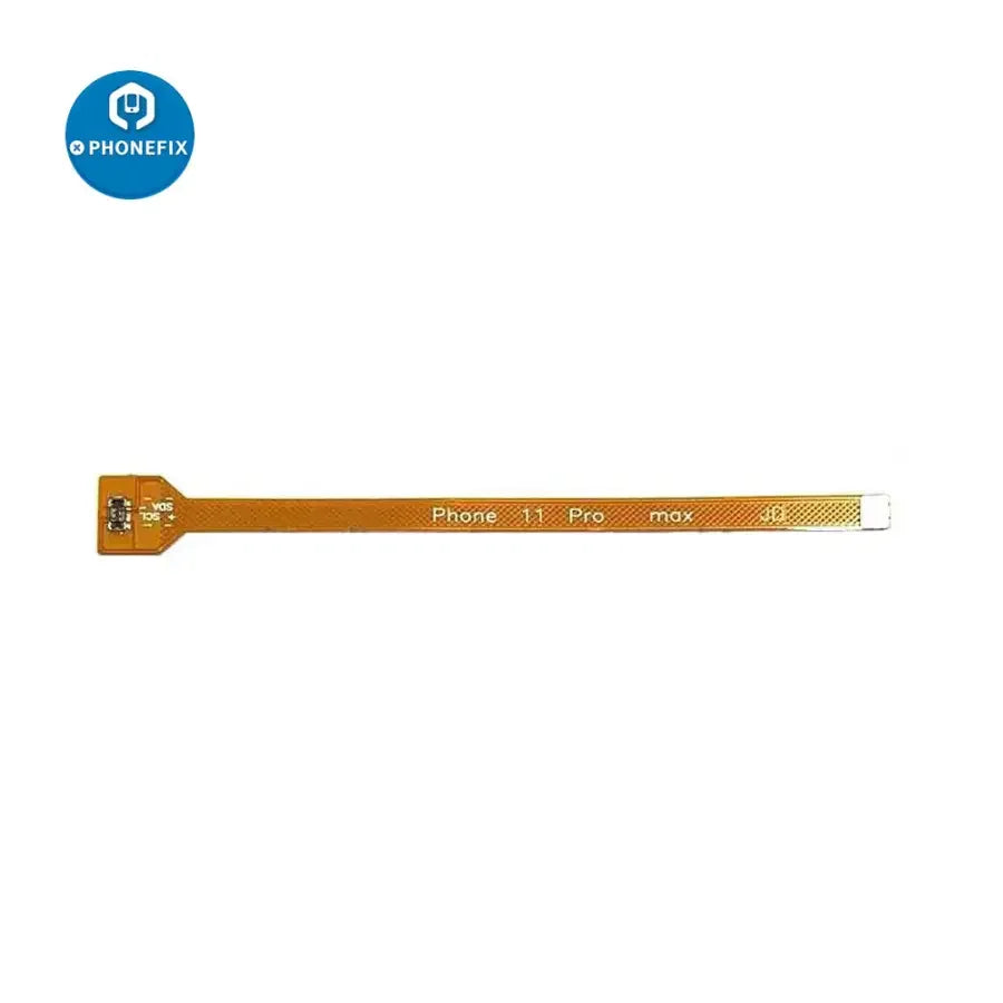 Battery extension flex cable for iPhone 6S, 7, 8 Plus, XS, 11, 15 Pro Max from PHONEFIX, showing close-up of flexible connector.