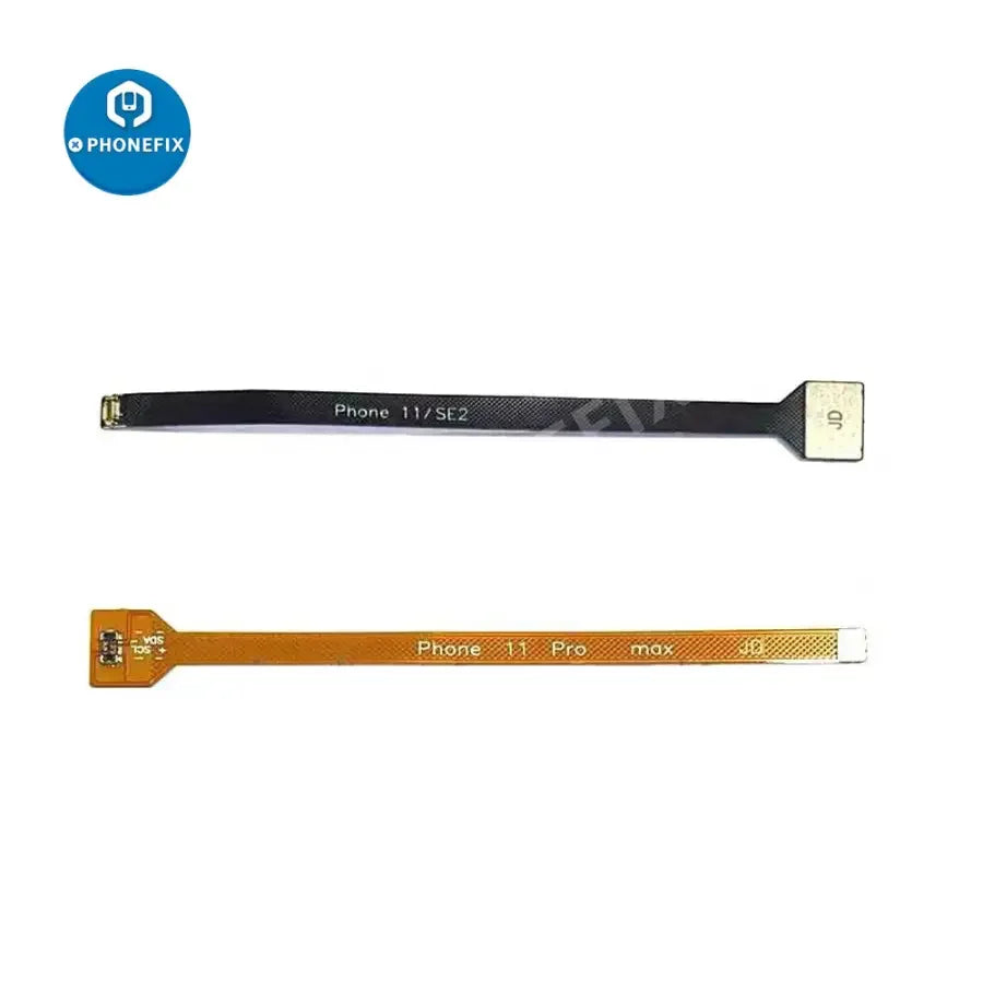 Battery extension flex cable for iPhone models including 6S, 7, 8 Plus, XS, 11, 15 Pro Max from PHONEFIX, for battery replacement.