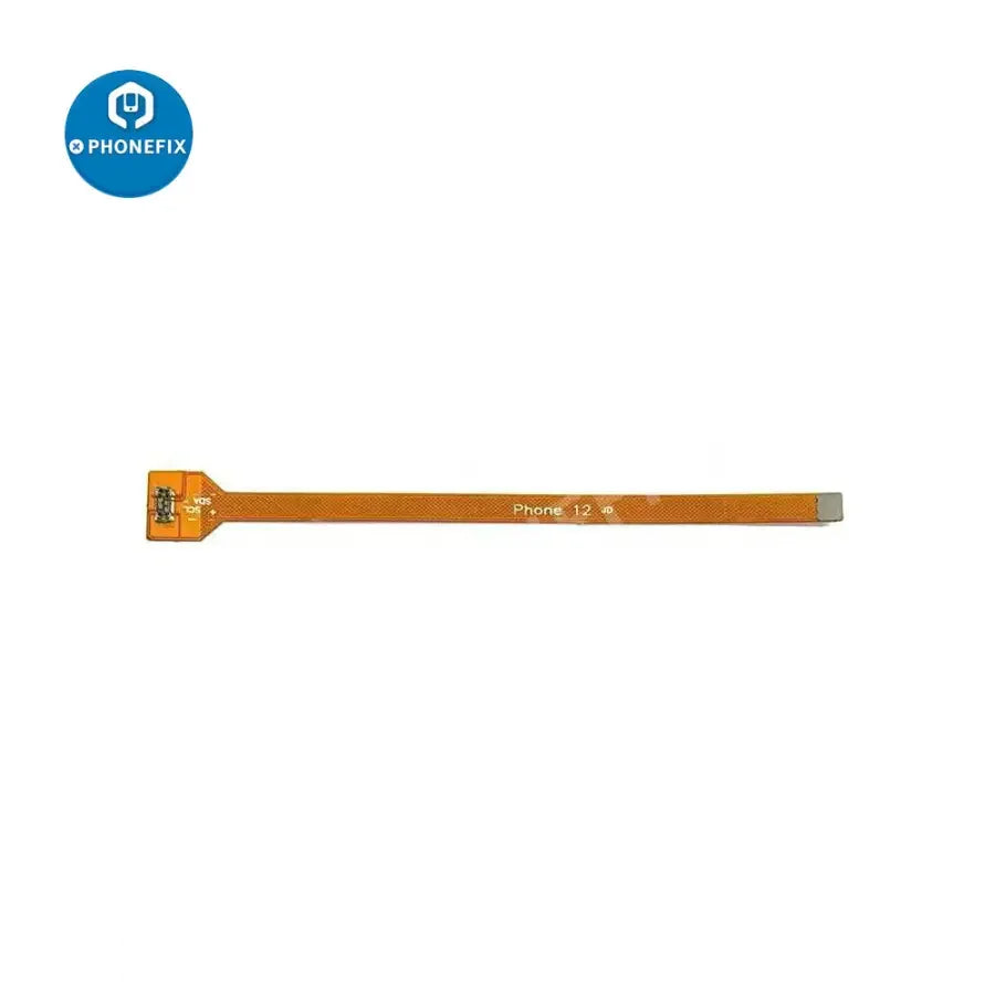 Battery extension flex cable for iPhone 6S, 7, 8 Plus, XS, 11, and 15 Pro Max from PHONEFIX, showing the replacement part.