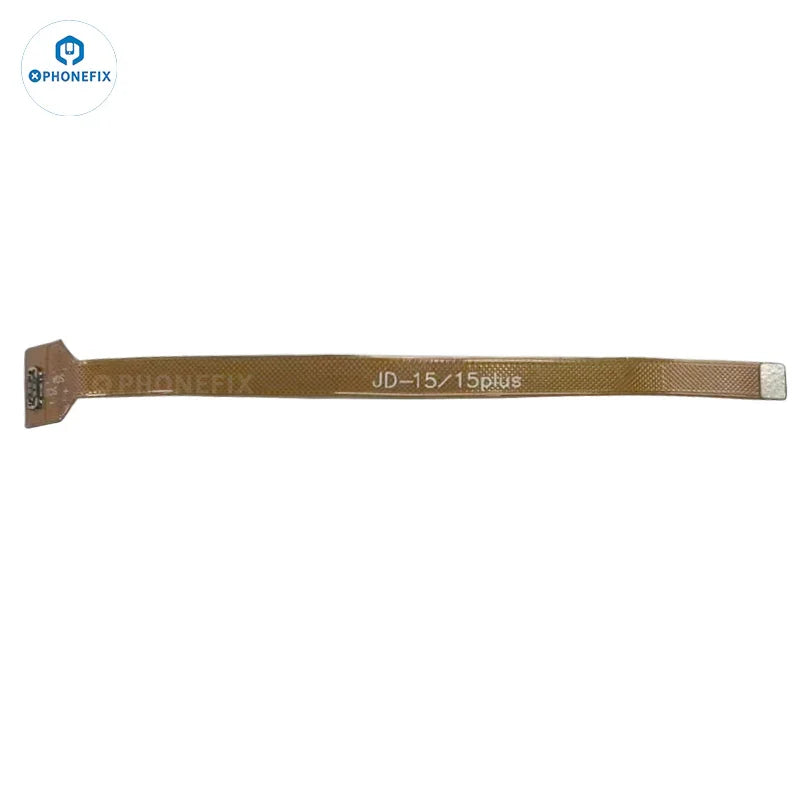 Battery extension flex cable for iPhone 6S, 7, 8P, XS, 11, 15 Pro Max from PHONEFIX, showing flexible connector and cable.