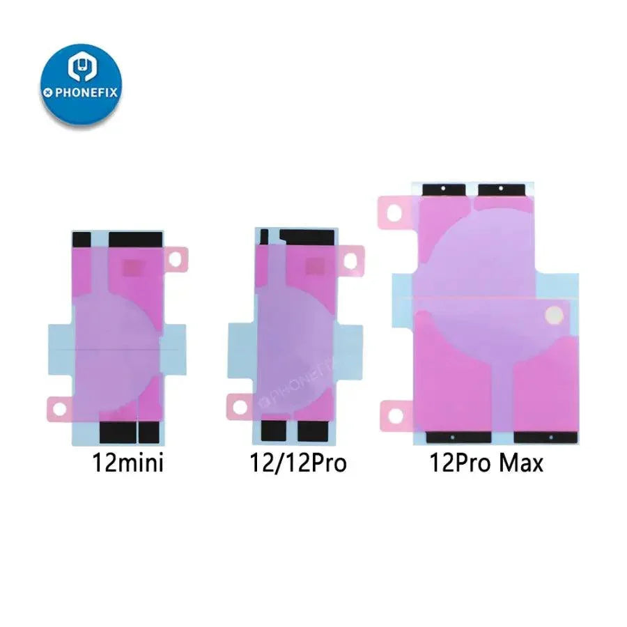 Battery sticker heat sink tape for iPhone repair, replacement part from PHONEFIX, used in battery replacement procedures.