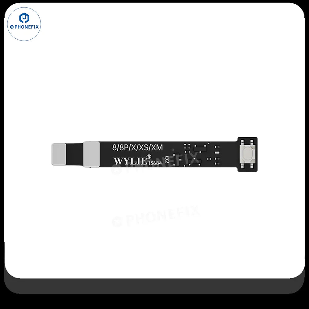 PhoneFix WYLIE battery switch cable for iPhone battery replacement, featuring one-key boot and test functions.