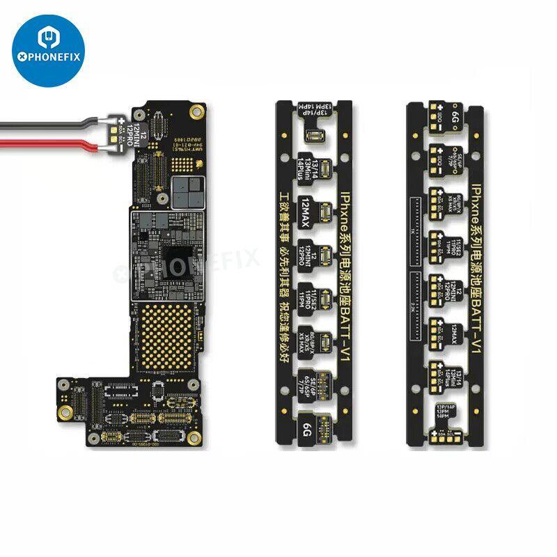 PhoneFix battery buckle motherboard boot cable connector for iPhone repair, showing close-up of replacement part for battery replacement.