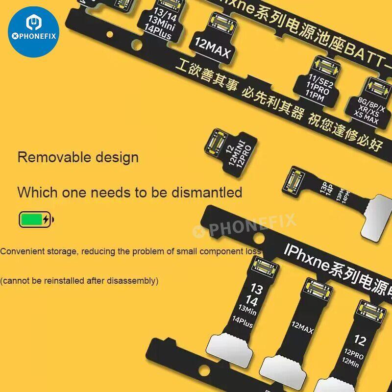PHONEFIX battery buckle motherboard boot cable connector for iPhone repair, showing the small replacement part for battery and motherboard connection.