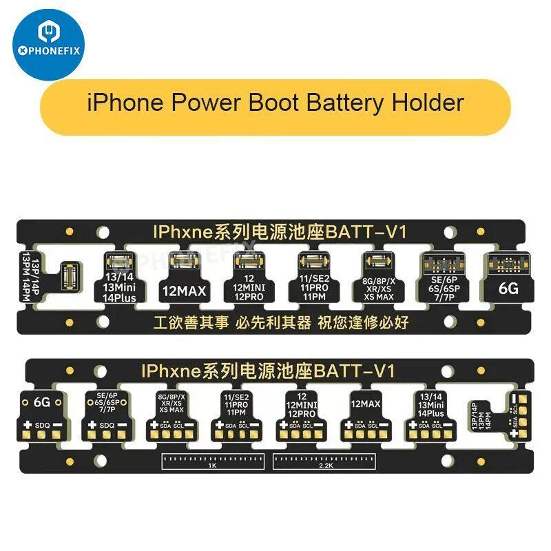 PhoneFix battery buckle motherboard boot cable connector for iPhone repair, showing the small replacement part for battery replacement.