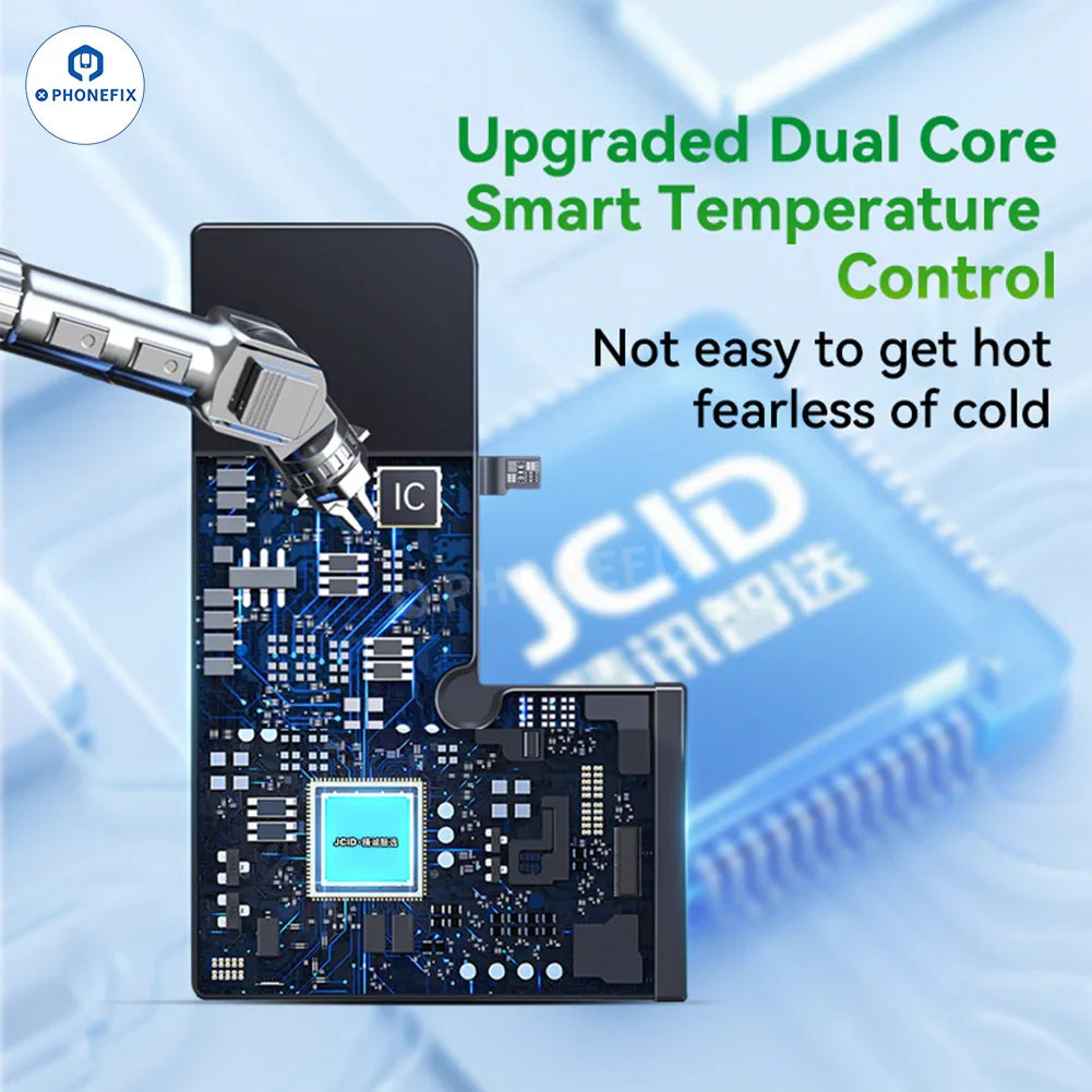 PHONEFIX JCID iPhone 12-15 self-diagnostic replacement battery part for iPhone models, no original FPC transfer included.