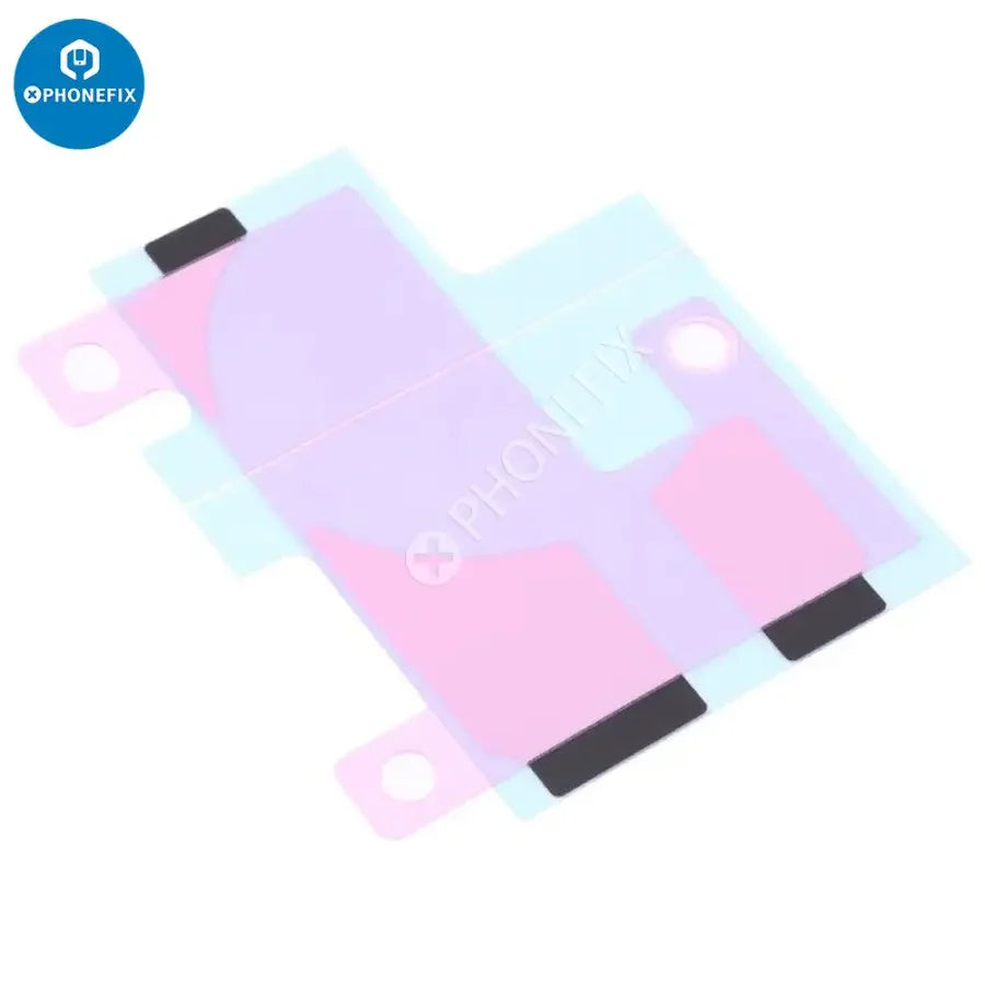PHONEFIX iPhone 14/14 Plus/14 Pro/Pro Max battery adhesive sticker for replacement battery repair, shown on white background.