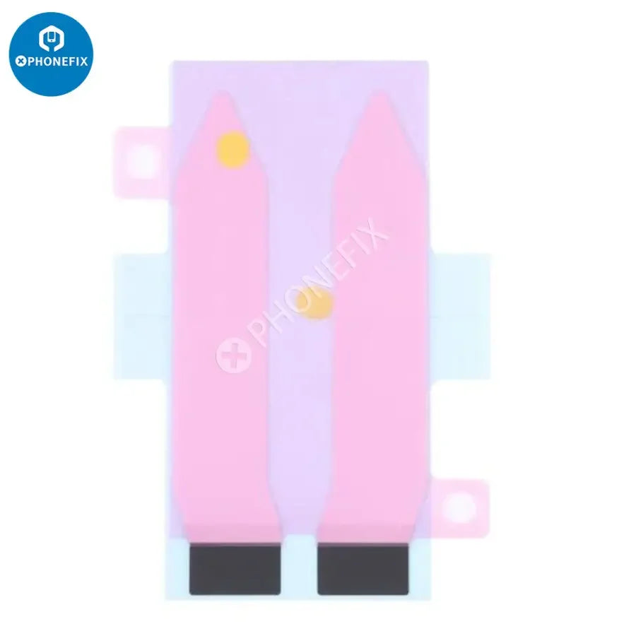 PhoneFix battery adhesive sticker for iPhone 14, 14 Plus, 14 Pro, and 14 Pro Max replacement parts, showing the adhesive strip.