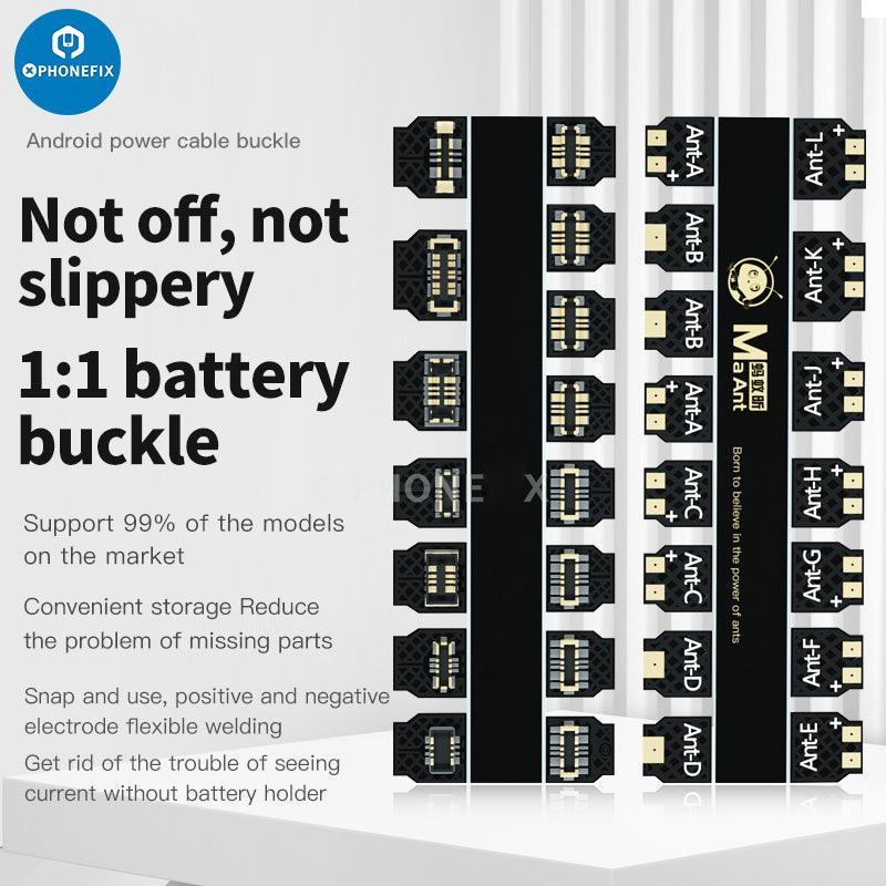 Maant Battery Power Buckle Cable for Android and iPhone 6 to 14 Pro Max, replacement parts for smartphone battery repair.
