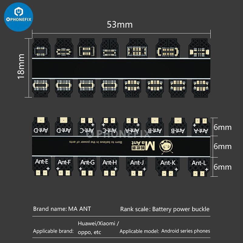 Maant Battery Power Buckle Cable for Android and iPhone 6 to 14 Pro Max, replacement parts for smartphone battery repair.
