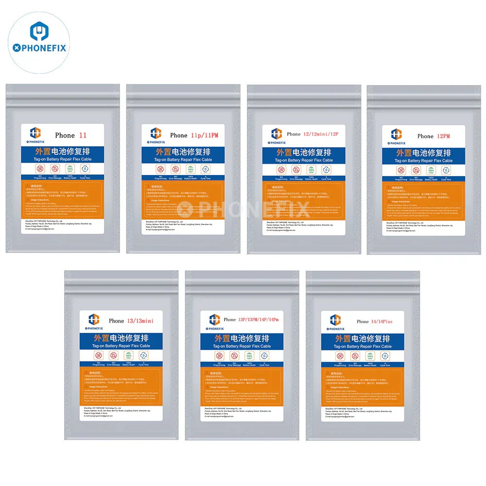 Prime PHONEFIX rechargeable replacement battery cell for iPhone 11 to 14 Pro Max, showing the battery with contact points and label.