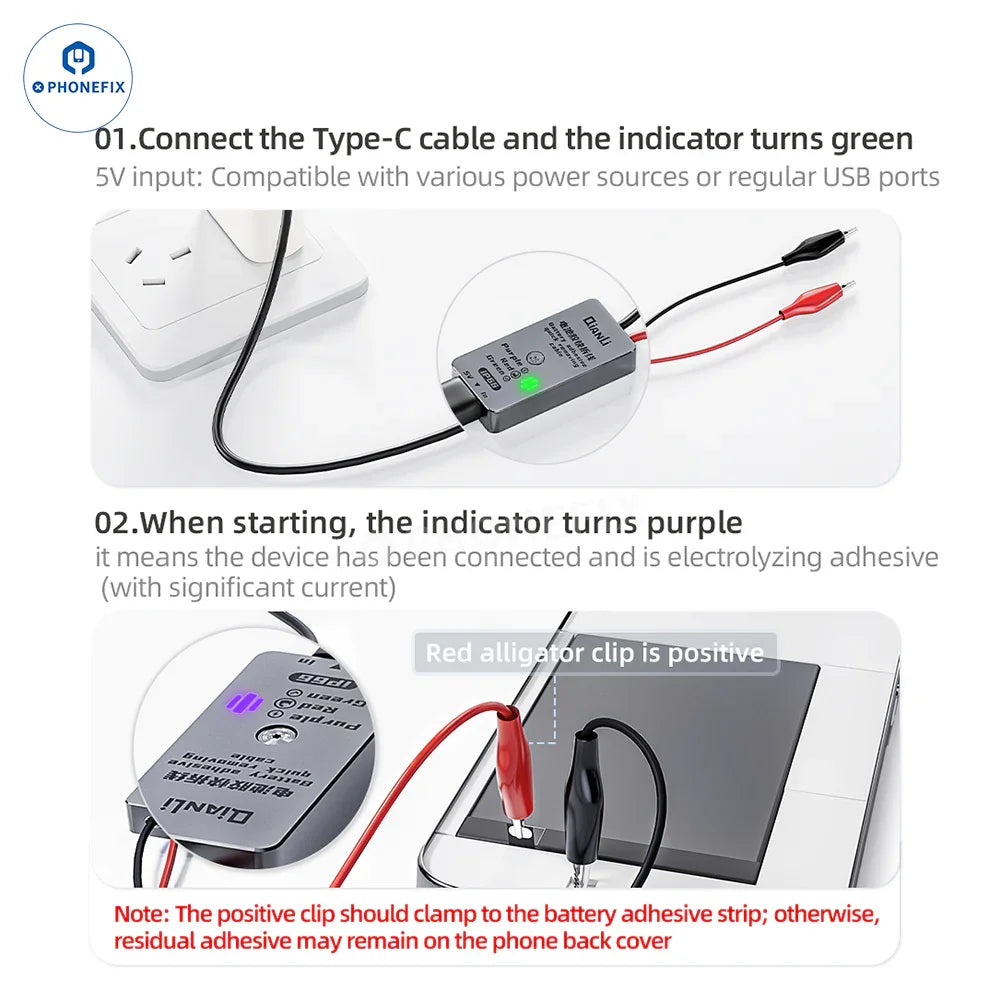 PHONEFIX iP66 battery adhesive for iPhone 16/17, quick removal cable, used in iPhone battery replacement and disassembly.