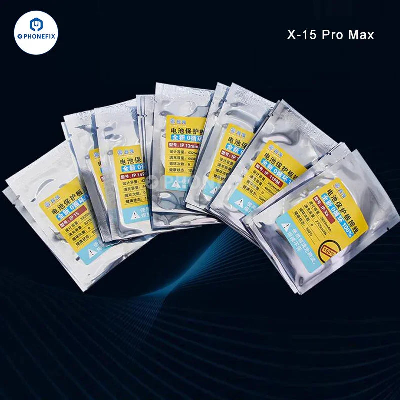 PHONEFIX iPhone X-16 Pro Max battery protection board flex cable for replacement, showing the flexible circuit and connectors.