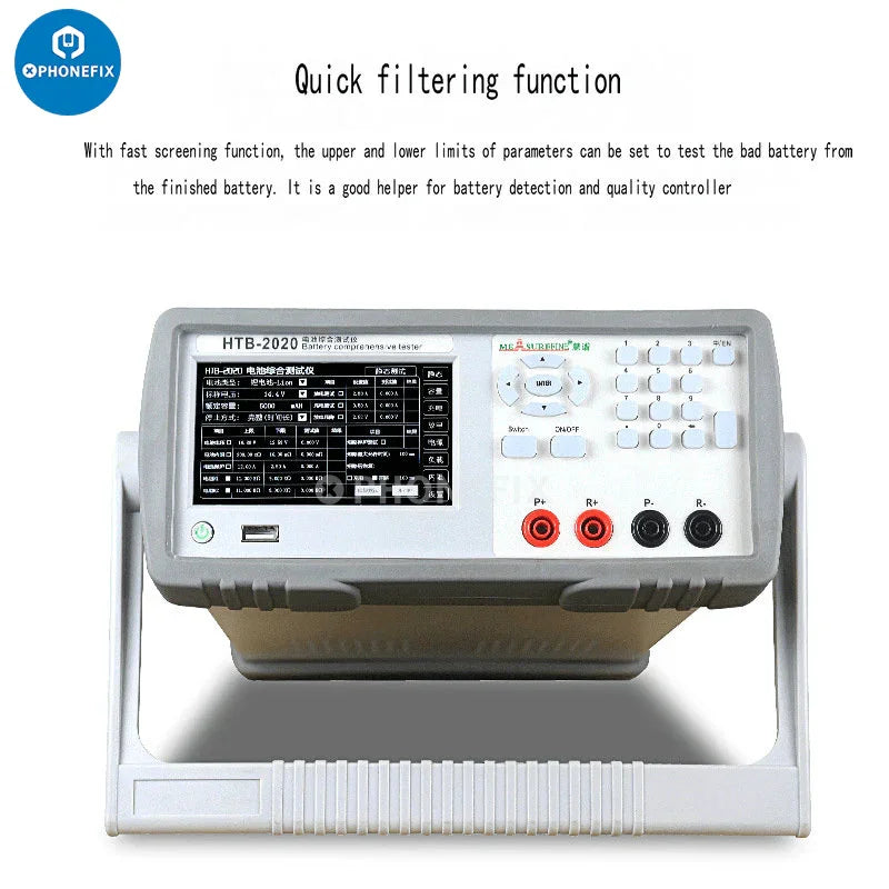 PHONEFIX lithium battery tester tool measuring internal resistance and capacity for high-precision testing of lithium batteries.