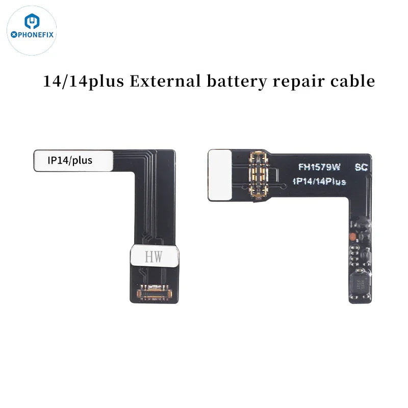 PHONEFIX battery tester tool for iPhone 11-15 Pro Max, pre-programmed battery tag-on flex cable for testing and diagnostics.