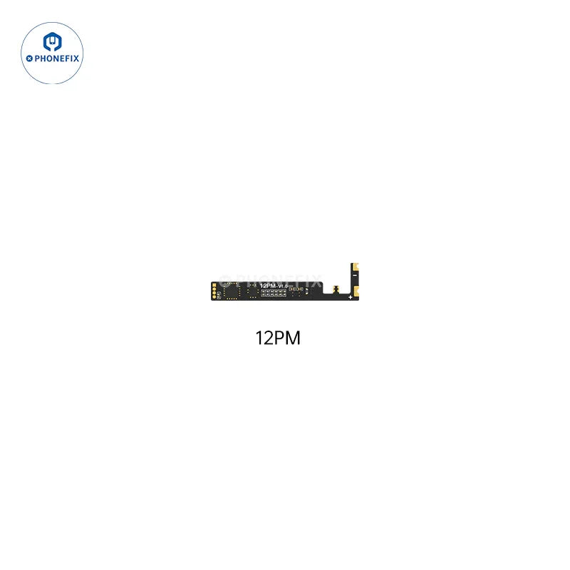 PHONEFIX iPhone 11-14 Pro Max built-in battery repair flex cable and battery tester tool on a white background.