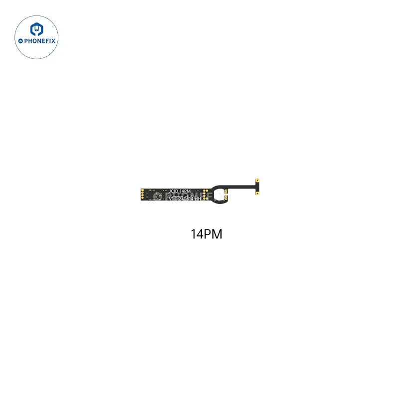 PHONEFIX iPhone 11-14 Pro Max built-in battery repair flex cable and battery tester tool, showing detailed connector and cable features.