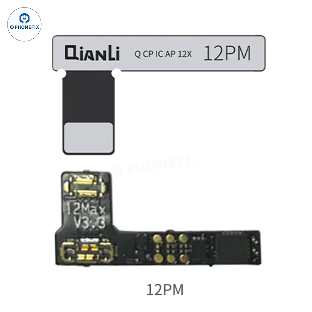Qianli Copy Power Battery Flex Cable for iPhone 11-14 Pro Max used as a battery tester tool, with flexible cable and connector.