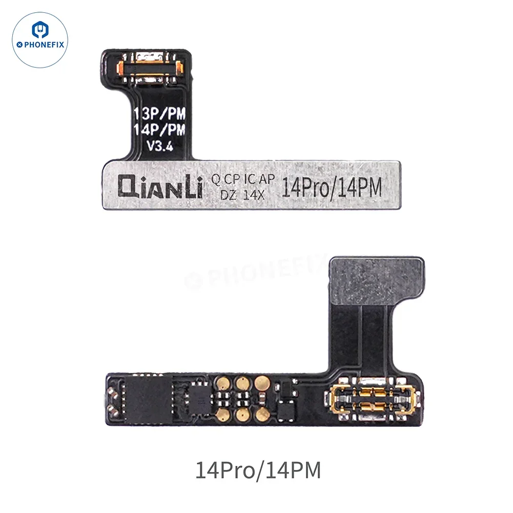 PHONEFIX Qianli Copy Power Battery Flex Cable for iPhone 11-14 Pro Max, battery tester tool with flexible cable and connectors.