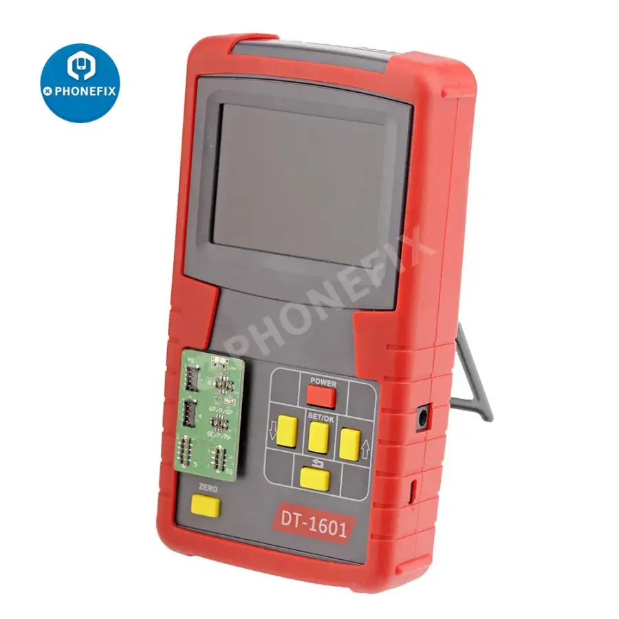 Testeur de batterie numérique PHONEFIX DT-1601 pour iPhone 4 à 7P, utilisé pour analyser l'état et les propriétés de la batterie de l'iPhone.