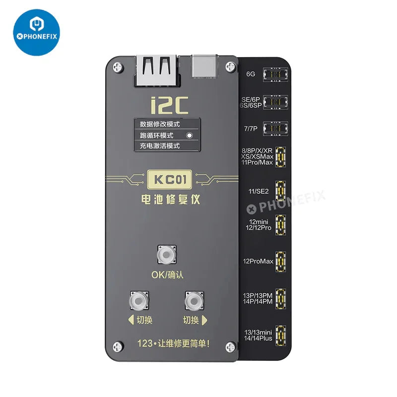 i2C BR KC01 Battery Data Corrector for iPhone 11-15 Pro Max, phone repair tool for accurate battery data correction by PHONEFIX