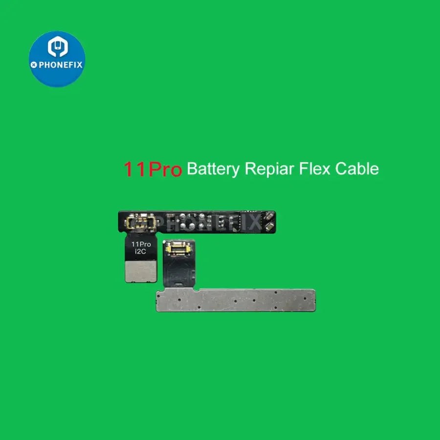 i2C BR KC01 Battery Data Corrector for iPhone 11-15 Pro Max, PHONEFIX battery tester tool showing device screen and connectors
