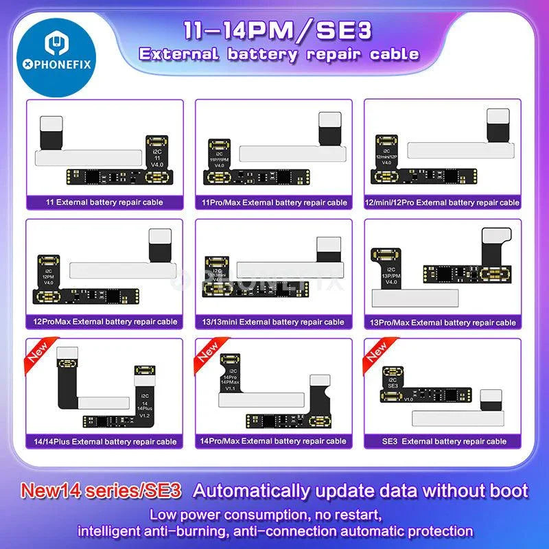 i2C BR KC01 Battery Data Corrector for iPhone 11-15 Pro Max, PHONEFIX battery tester tool for iPhone battery data correction